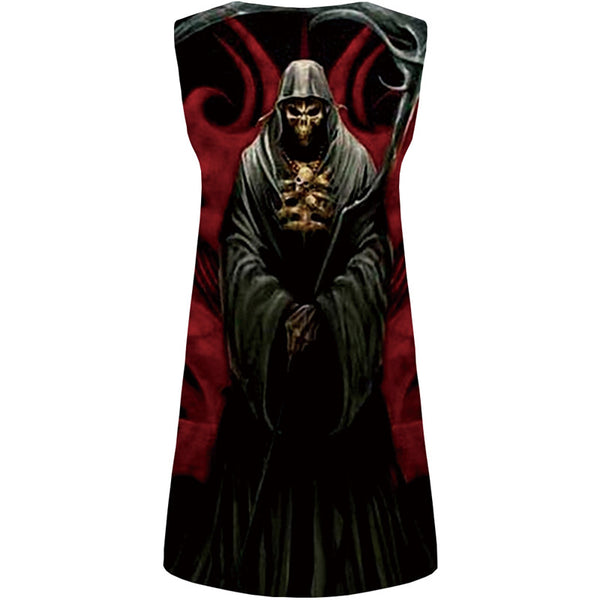 
Skull Dress Women Grim Reaper Office Cosplay Vestido Sexy Metal Short Black Korean Style Womens Clothing Casual
                