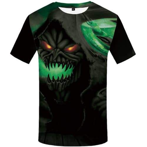 Skull T-shirt Men War Tshirt Printed Black T-shirts 3d Cosplay T-shirts Graphic Short Sleeve Hip hop Unisex Tee Style Big Size - KYKU