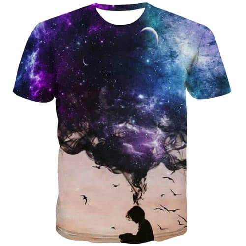 Galaxy T-shirt Men Graffiti Tshirts Casual Art Tshirt Anime Abstract Tshirts Novelty Gothic Tshirt Printed Short Sleeve Fashion - KYKU