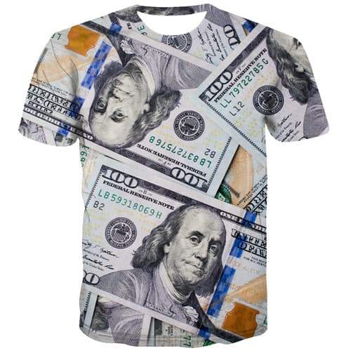 Dollar T shirts Men Money Tshirts Cool Colorful T-shirts Graphic Art T-shirts 3d Harajuku Tshirt Anime Short Sleeve T shirts - KYKU