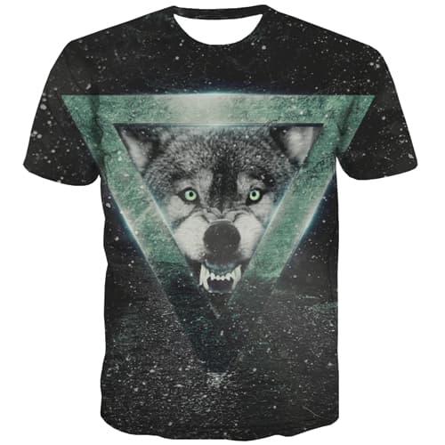 Wolf T shirts Men Galaxy Shirt Print Animal Tshirt Printed Panda T-shirts Graphic Harajuku Tshirt Anime Short Sleeve Punk Rock - KYKU