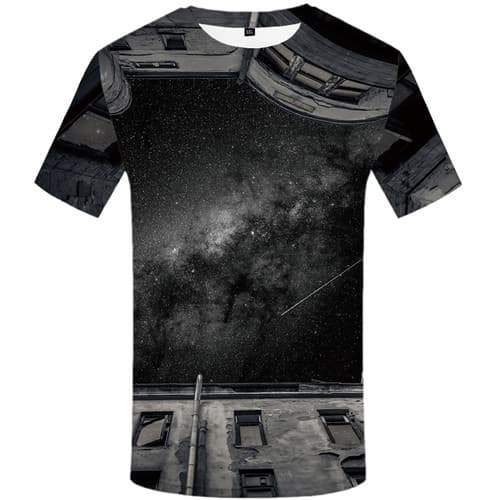 Galaxy Space T shirts Men Refraction T shirts Funny Black Tshirt Anime Nebula Tshirts Novelty Gothic T-shirts Graphic - KYKU