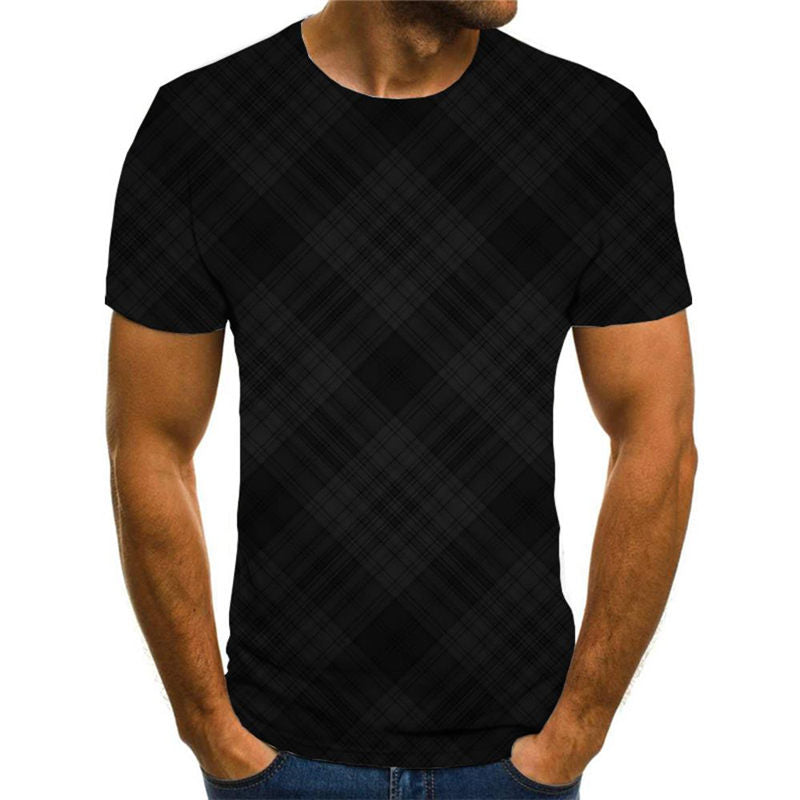 Black checkered texture tshirt special texture Casual shirt 3D different Cool art costume man