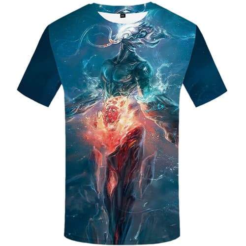 Alien T shirts Men Galaxy Space T shirts Funny Flame Tshirts Casual War Shirt Print Gothic Tshirts Novelty Short Sleeve - KYKU