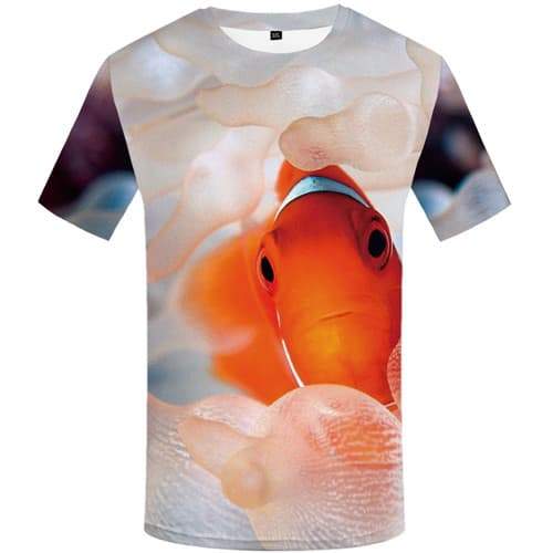 Fish T-shirt Men Animal Tshirt Anime Gothic T shirts Funny Space Tshirts Novelty Bubble Tshirts Casual Short Sleeve Fashion - KYKU
