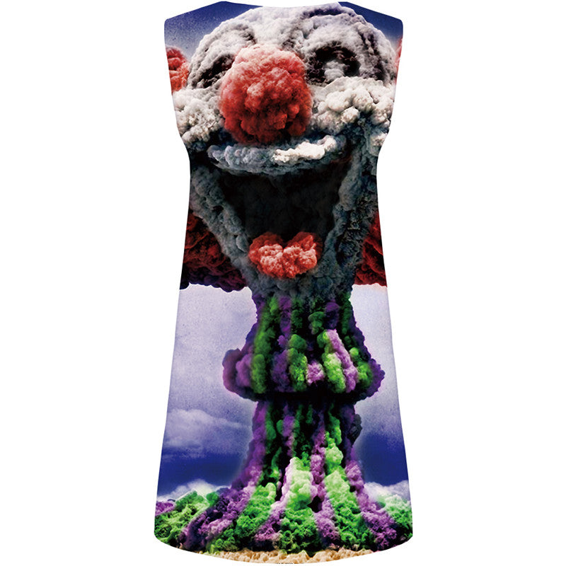 Clown Dress Women War 3d Print Colorful Ladies Dresses Military Halter Sleeveless Space Sundress Womens Clothing Party