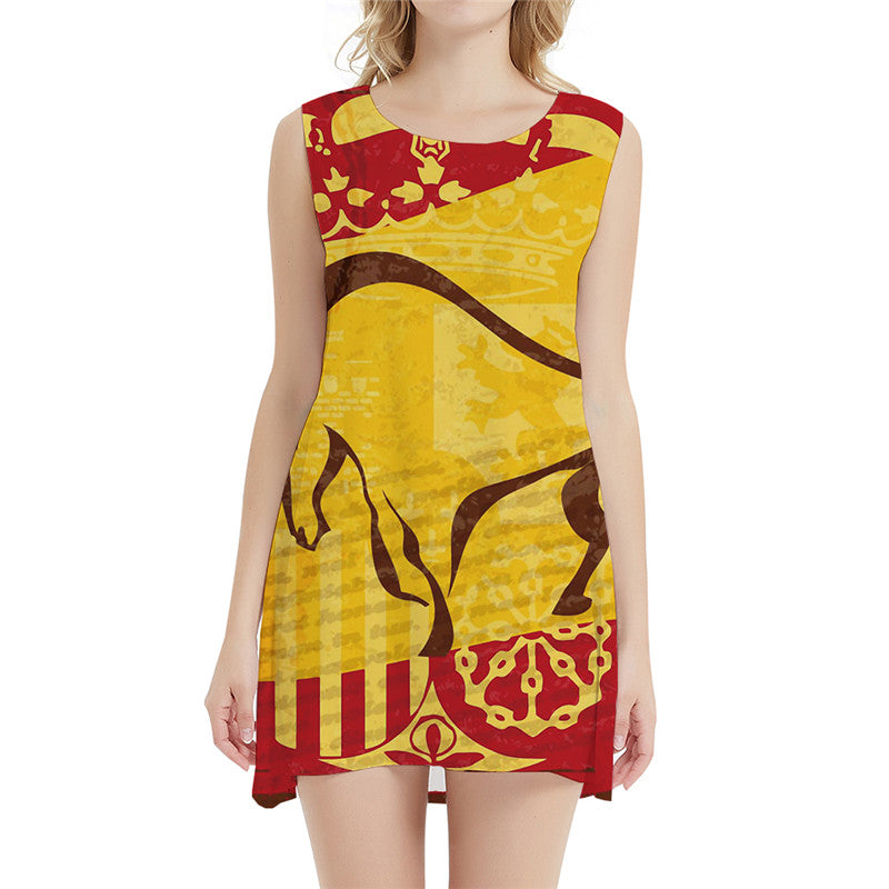 Cattle Dress Women Animal 3d Print Spain Halter Sleeveless Art Ladies Dresses Colorful Vestido Sexy Womens Clothing Mini Evening