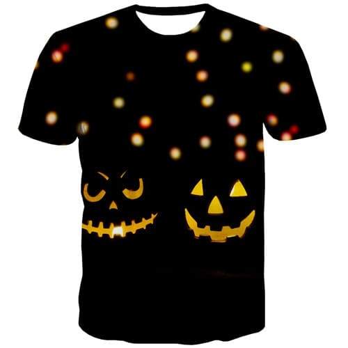 Halloween T-shirt Men Psychedelic Tshirts Novelty Flame T-shirts 3d Pumpkin T-shirts Graphic Black T shirts Funny Short Sleeve - KYKU