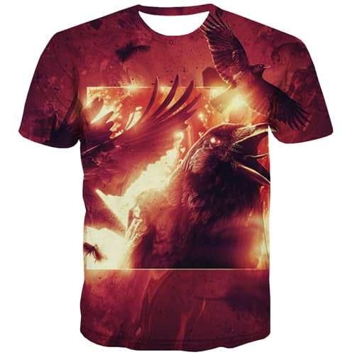 Eagle T-shirt Men Flame Tshirts Novelty Animal T shirts Funny Halloween Tshirt Anime Hip Hop Tshirts Casual Short Sleeve - KYKU
