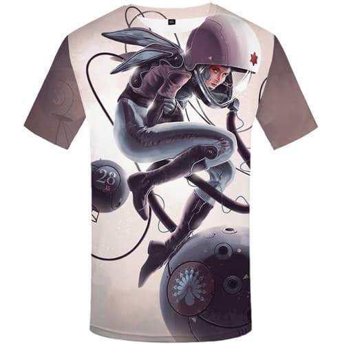 Galaxy Space T-shirt Men Astronaut T-shirts 3d Cartoon T shirts Funny Metal Shirt Print Gothic T-shirts Graphic Short Sleeve - KYKU