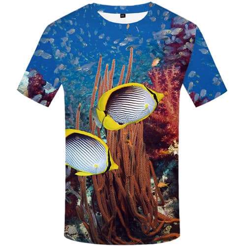 Fish T-shirt Men Fishinger Tshirts Cool Animal T shirts Funny Tropical Tshirts Novelty Short Sleeve Fashion Unisex S-5XL Slim - KYKU