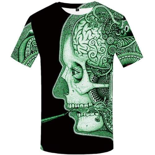 Skull T-shirt Men Mechanical T-shirts Graphic Skeleton Tshirts Casual Retro Tshirt Anime Gothic Tshirt Printed Short Sleeve - KYKU