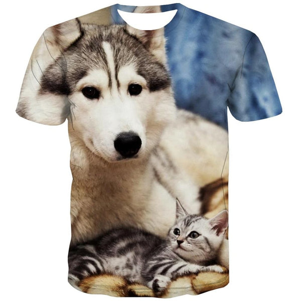 
shirt animal docile pets Print clothes art costume Cool men cat and dog
                