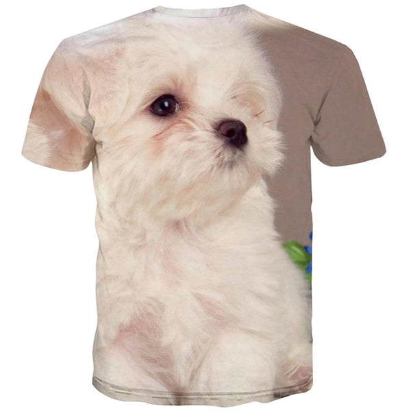 
tshirt Little White dog Puppy Cute Pets Novelty 3D shirt big Smart dogs man art costume Casual
                