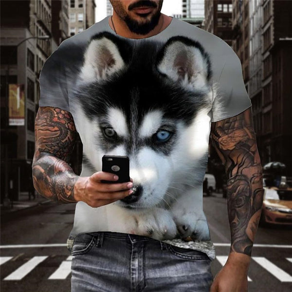 
shirts Husky dog Puppy Cute Pets Hip hop tshirt 3D art costume Casual men big Smart Husky dogs
                