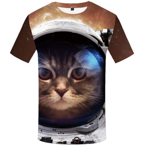 Cat T-shirt Men Animal Tshirt Anime Astronaut T-shirts Graphic Metal Tshirt Printed Galaxy Space T-shirts 3d Short Sleeve - KYKU