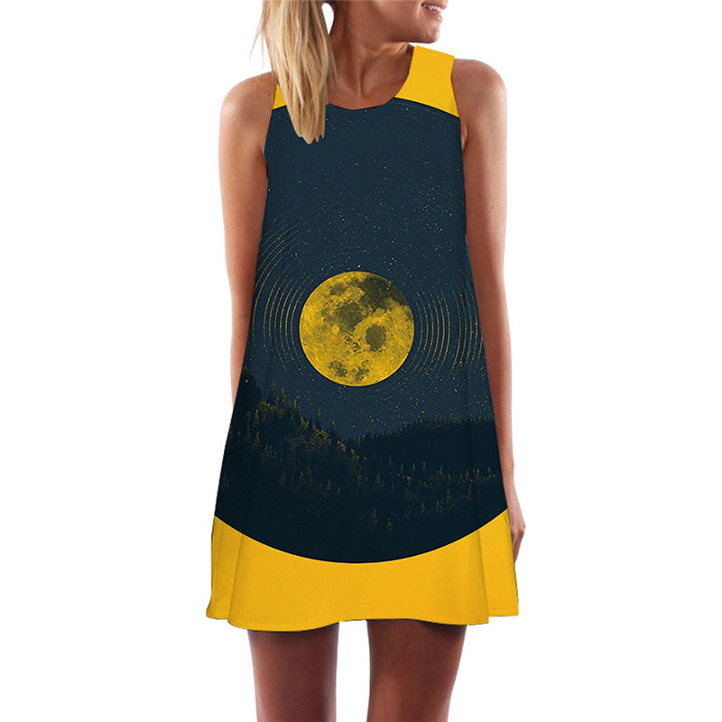 Music Dress Women Galaxy Office Moon Sexy Forest Sundress Harajuku Short Womens Clothing Vintage