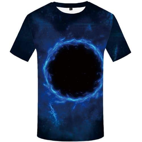 Galaxy T shirts Men Black Hole T-shirts Graphic Flame T shirts Funny Blue Tshirt Anime Space Shirt Print Short Sleeve Fashion - KYKU