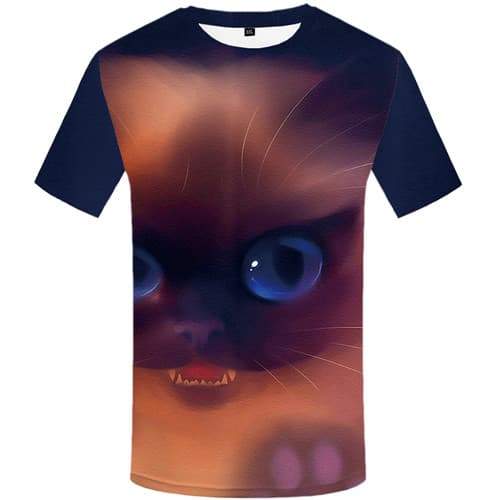 Cat T shirts Men Psychedelic Tshirt Printed Colorful Tshirts Cool Animal Tshirt Anime Lovely T-shirts Graphic Short Sleeve - KYKU