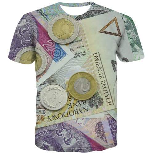 Money T-shirt Men Poland Tshirts Casual Metal Tshirt Printed Harajuku T-shirts Graphic Vintage Shirt Print Short Sleeve summer - KYKU
