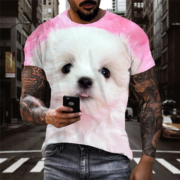 
shirt Little White dog Puppy Cute Pets Funny 3D t shirt big Smart dogs Casual man art costume
                