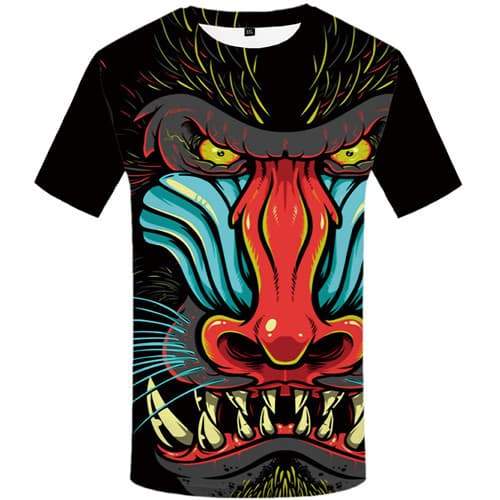 Monkey T-shirt Men Animal T shirts Funny Graffiti Tshirts Cool Gothic T-shirts Graphic Colorful Tshirts Casual Short Sleeve - KYKU