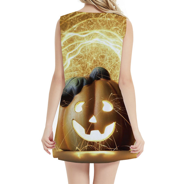 
Pumpkin Dress Women Halloween Korean Style Psychedelic Ladies Dresses Flame 3d Print Harajuku Office Womens Clothing Tassel
                