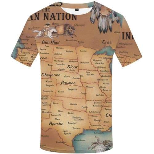 Indians T shirts Men Animal Tshirts Casual World Map Shirt Print Geometric T shirts Funny America Tshirt Anime Short Sleeve - KYKU