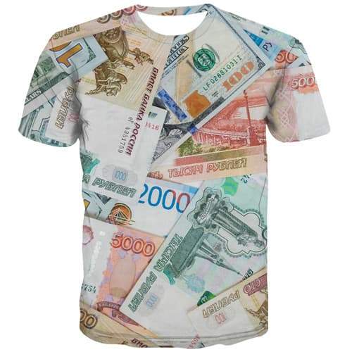 Russian Ruble T shirts Men Money Tshirt Printed Russia Tshirts Casual Funny T shirts Funny Harajuku Tshirt Anime Short Sleeve - KYKU