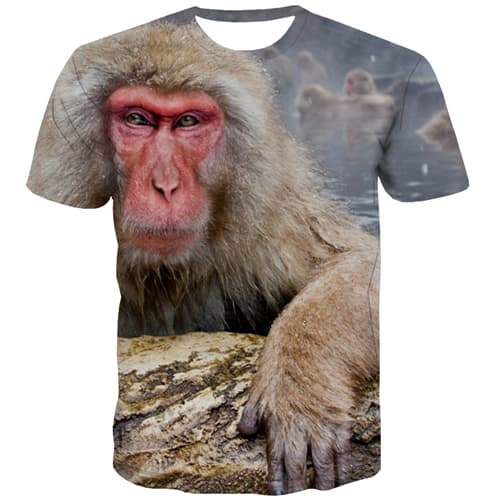 Monkey T shirts Men Orangutan T-shirts 3d Animal T-shirts Graphic Hip Hop Tshirts Novelty Harajuku Shirt Print Short Sleeve - KYKU