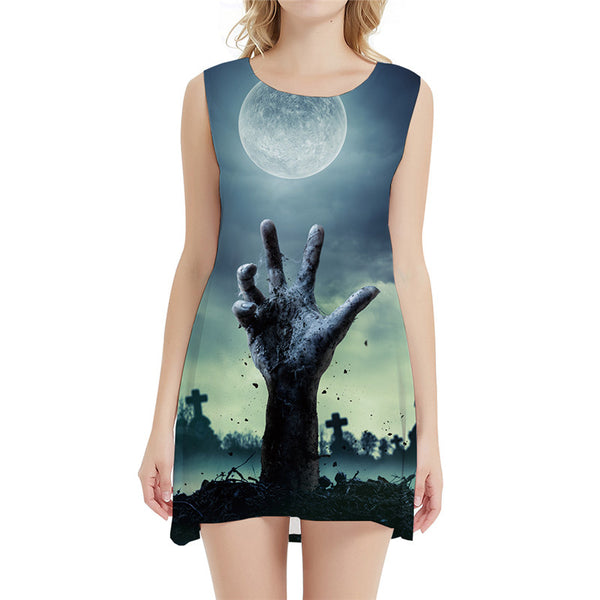 Halloween Dress Women Moon Party Hand Tank Punk Sexy Gothic Short Womens Clothing Vintage