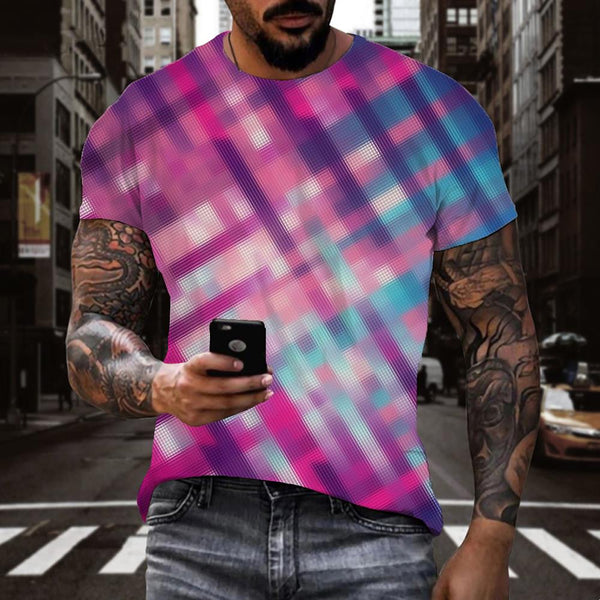 
Blurred blue purple mosaic t shirt special texture Cool Casual art costume men different
                