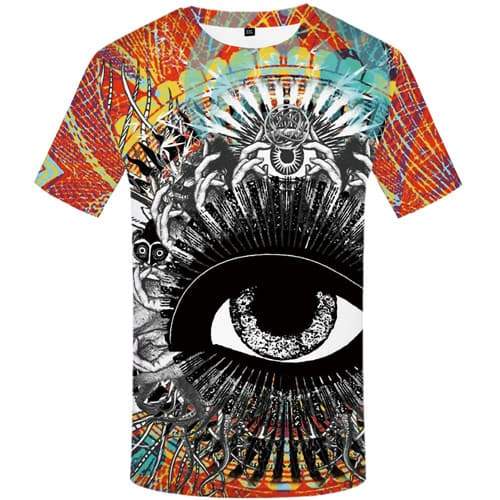 Eye T shirts Men Colorful Shirt Print Psychedelic T shirts Funny Graffiti Tshirt Printed Art Tshirt Anime Short Sleeve Hip hop - KYKU