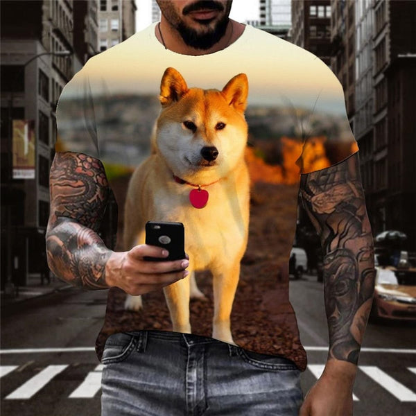 
dog t shirt Puppy Cute animal t shirt 3D Cool big Smart dogs art costume men's
                
