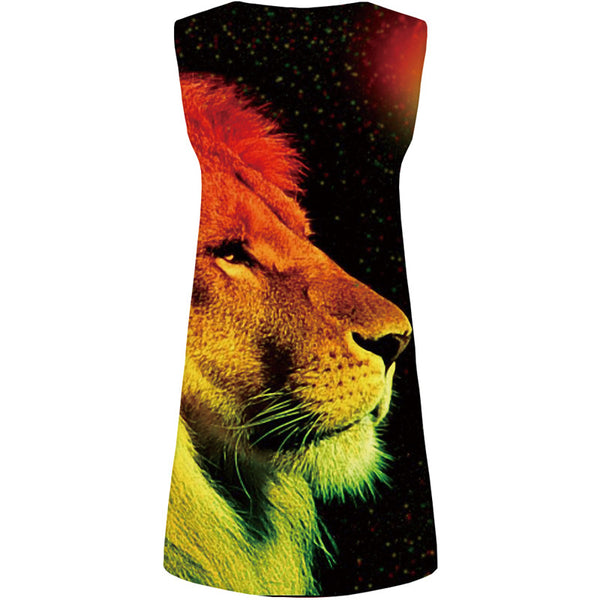 Lion Dresses Women Galaxy Space Bodycon Dress Colorful 3d Print Animal Sundress Gothic Vestido Sexy Womens Clothing Party