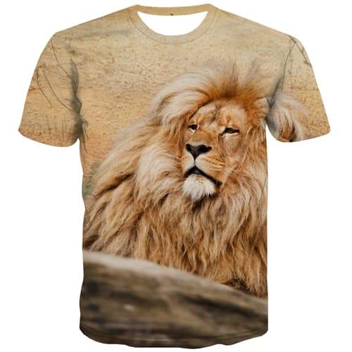 Lion T-shirt Men Animal Tshirts Casual Funny Tshirts Novelty Leisure Tshirts Cool Street Shirt Print Short Sleeve Hip hop Unisex - KYKU