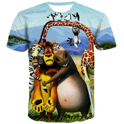 Animal T-shirt Men Cartoon Tshirts Cool Anime Tshirt Printed Hip Hop Tshirt Anime Funny Tshirts Casual Short Sleeve Full Print - KYKU