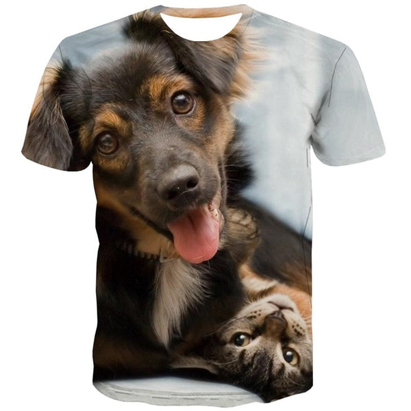 
animal shirt Print clothes docile pets art costume Cool cat and dog men
                
