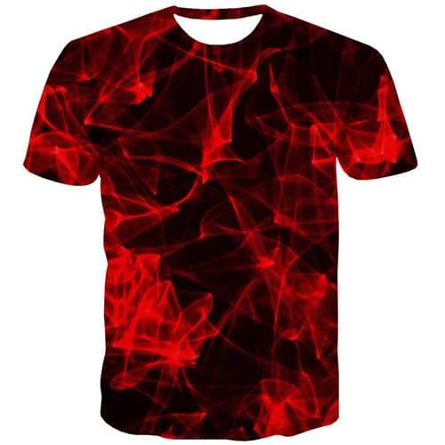 Psychedelic T shirts Men Space Galaxy T-shirts 3d Flame Tshirt Printed Red T shirts Funny Harajuku Shirt Print Short Sleeve - KYKU
