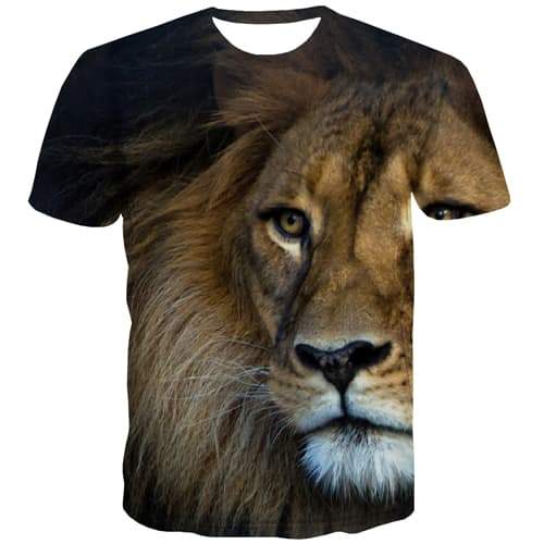 Lion T shirts Men Animal Tshirts Casual Hip Hop Tshirts Novelty Harajuku Shirt Print Funny T-shirts 3d Short Sleeve summer Mens - KYKU