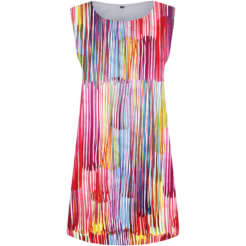 Rainbow Dress Women Graffiti Party Colorful Korean Style Abstract 3d Print Vintage Vestido Sexy Womens Clothing Tassel