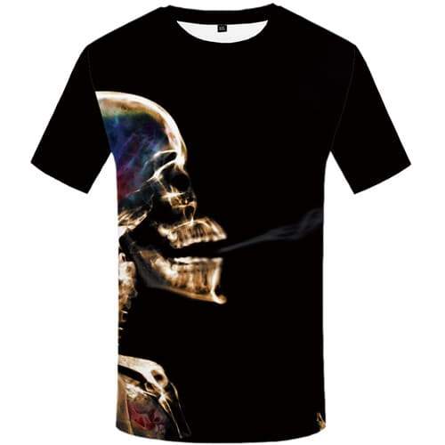 Smoking Monkey T-shirt Men Skull T-shirts 3d Skeleton Tshirts Cool Black Tshirts Casual Punk Rock T-shirts Graphic Short Sleeve - KYKU