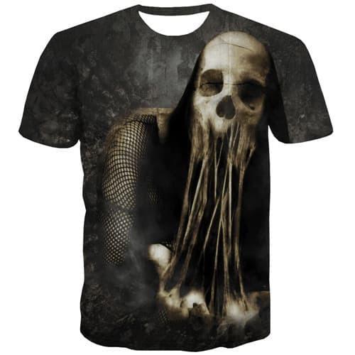 Skull T shirts Men Terror T-shirts 3d Skeleton T shirts Funny Hip Hop T-shirts Graphic Gothic Tshirts Cool Short Sleeve - KYKU