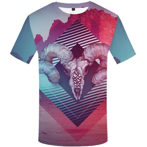 Deer T-shirt Men Animal T shirts Funny Mountain T-shirts 3d Colorful Tshirts Cool Art Tshirt Anime Short Sleeve summer Unisex - KYKU
