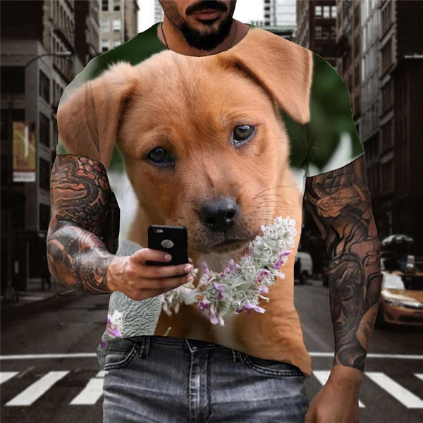 
t shirts dog Puppy Cute animal Novelty 3D shirt big Smart dogs men outfits Cool
                