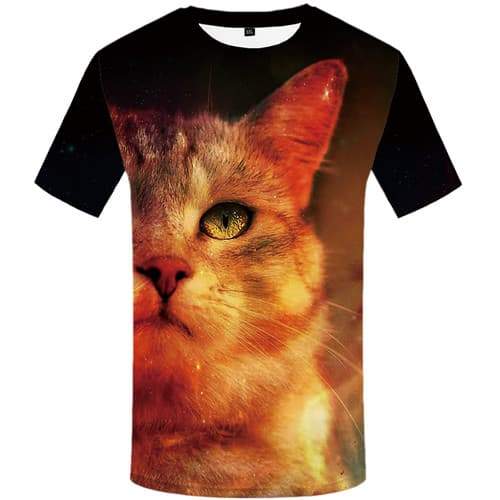 Cat T shirts Men Animal Tshirts Cool Harajuku Tshirts Casual Space T-shirts 3d Short Sleeve Punk Rock Mens Tops O-neck Big Size - KYKU