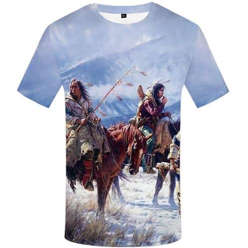 Native American Indians T shirts Men Feather T-shirts 3d Mountain Tshirt Anime Animal T shirts Funny War Tshirt Printed - KYKU