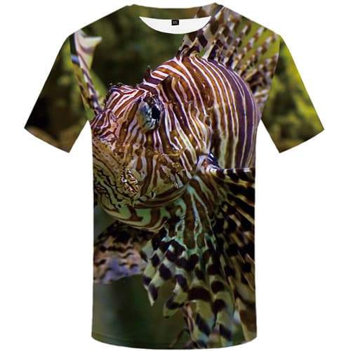 Fish T-shirt Men Gothic Tshirts Novelty Animal Tshirt Printed Funny Tshirts Cool Tropical T shirts Funny Short Sleeve Fashion - KYKU