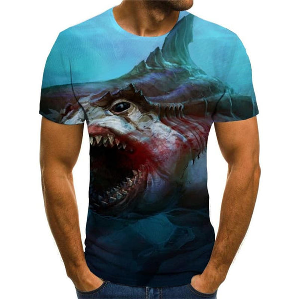 
Shark T-shirt Men Ocean Anime Clothes Animal Tshirt Printed Blood Tshirts Casual
                