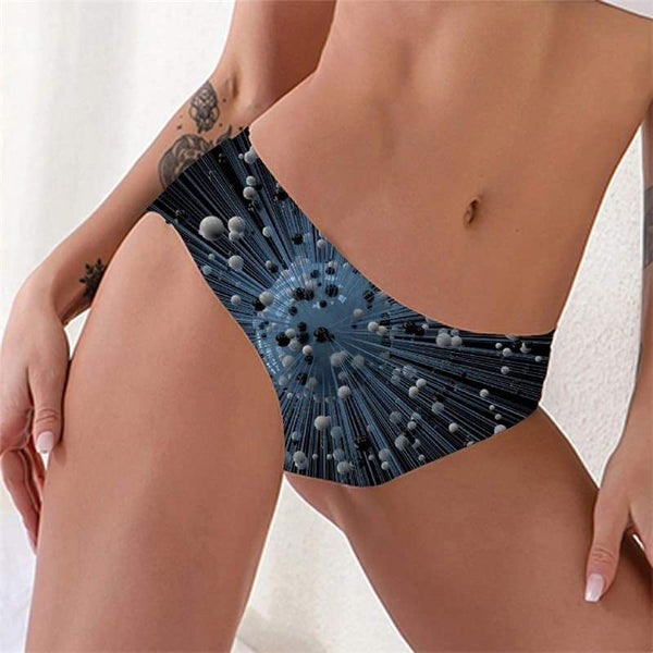 Geometric Panties Women Psychedelic Knickers Vortex Lingerie Female Black And White Sexy Ball Underwear - KYKU
